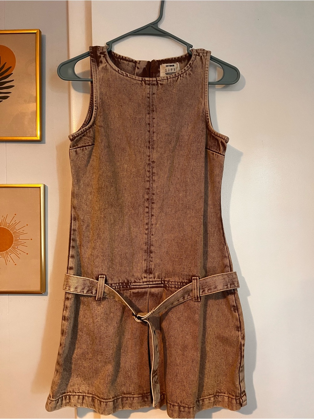 Cotton On Brown Denim One-Piece Dress with Belt